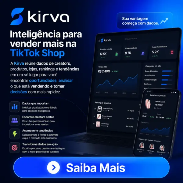 Kirva - Encontre Produtos Virais em painel de inteligência para TikTok Shop