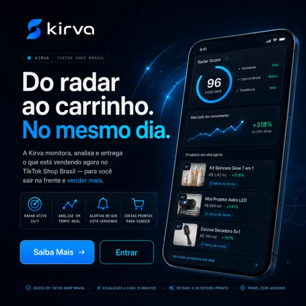 Radar da Kirva exibido em celular para acompanhar produtos em alta